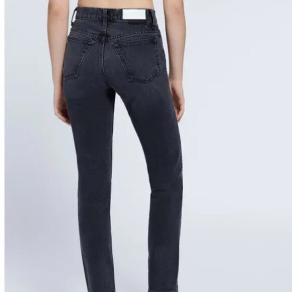 NWT RE/DONE 70's Straight Jeans Black With Rip - Picture 2 of 4